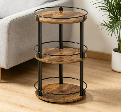 Three-layer rotating solid wood turntable spice rack